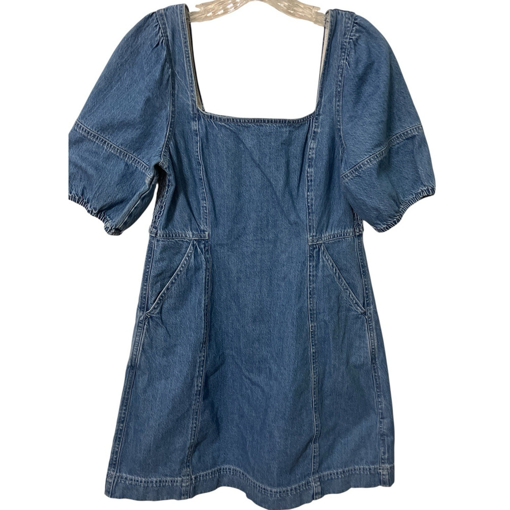 Madewell Women's Blue Denim Dress W Puff Sleeves Sz 4 Cottagecore Y2K, Country